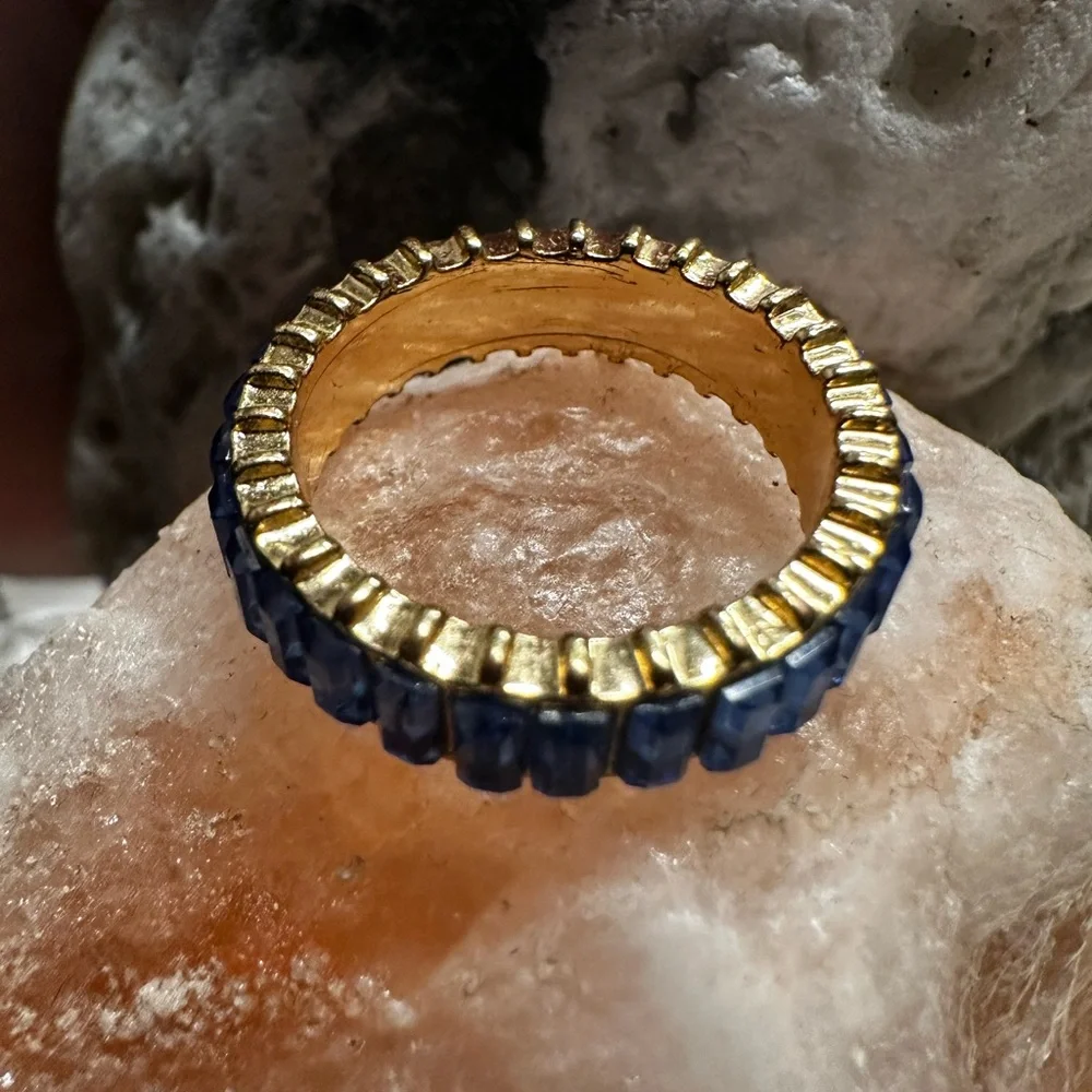 Sugar Blue and Gold Gemstone Ring by Melania Clara Size 7 - Picture 3 of 5